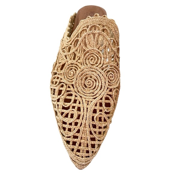Sundance Veracruz Vintage Lace Mules Pointed Toe Raffia Artisans Dama Raffia - Picture 5 of 12